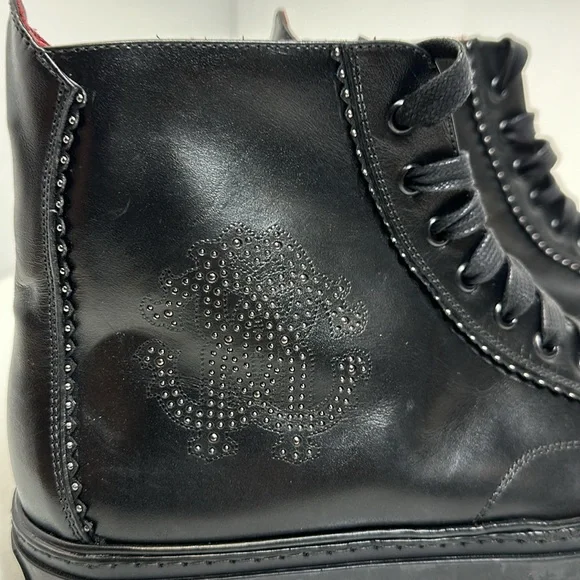 Roberto Cavalli ankle men’s boots / black leather with logo lace up rubber sole